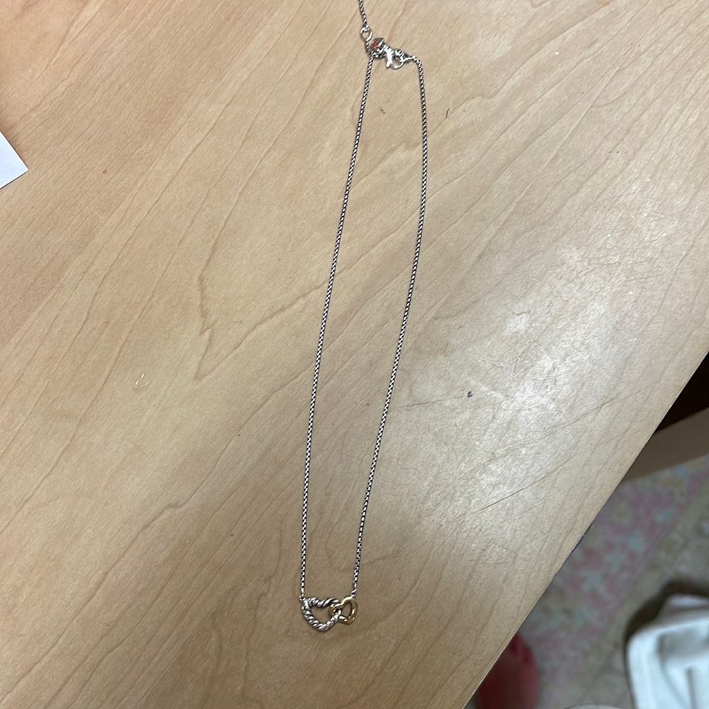 Cable Collectibles® Double Heart Necklace with 18K Yellow Gold